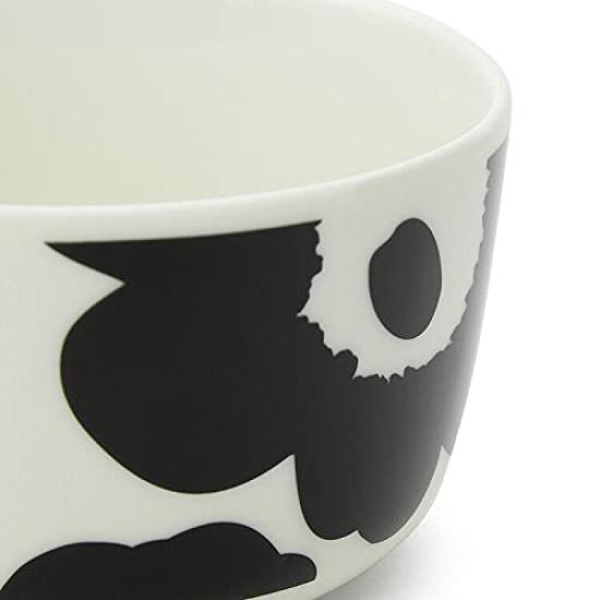 Marimekko Deep Black and 071066 190 9.5cm Bowl, UNIKKO, White, [Used]