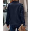 VEZFAA Women's Fashion Casual Spring Autumn Stripe Print Long Sleeve POLO Neck Blouses & Shirts