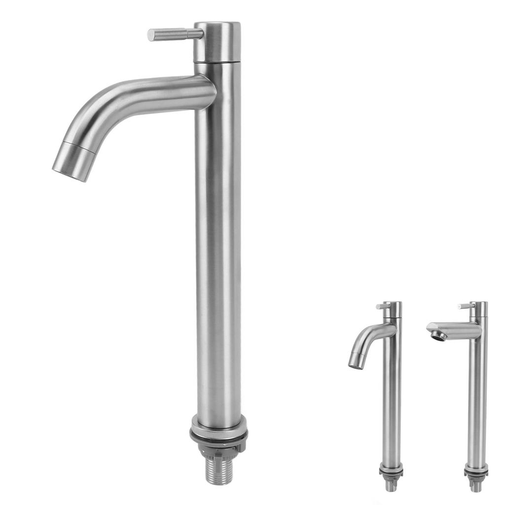 Cold Water Tap Rustproof Cold Water Control Smooth  Brushed Finish Single Hole Bathroom Sink Faucet for Bathroom