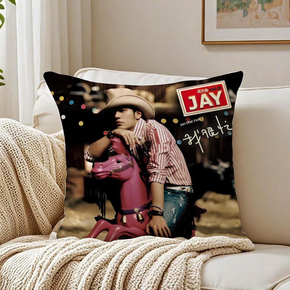 Chinese Pop JJay Chou Album Cover Cushion Cover Linen Pillowcase Soft for Sofa Bed Home Room Decor