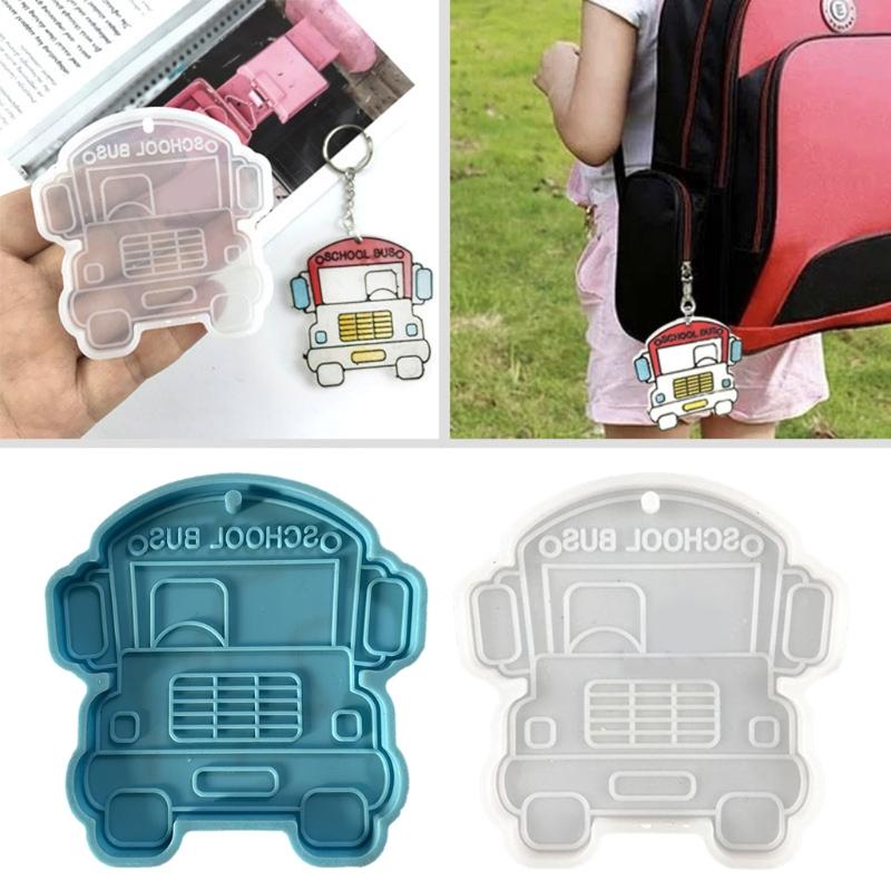 DIY Cartoon School Bus Keychain Silicone Epoxy Mold DIY Keychain Pendant Jewelry Crafting Mould for Bag Decorations