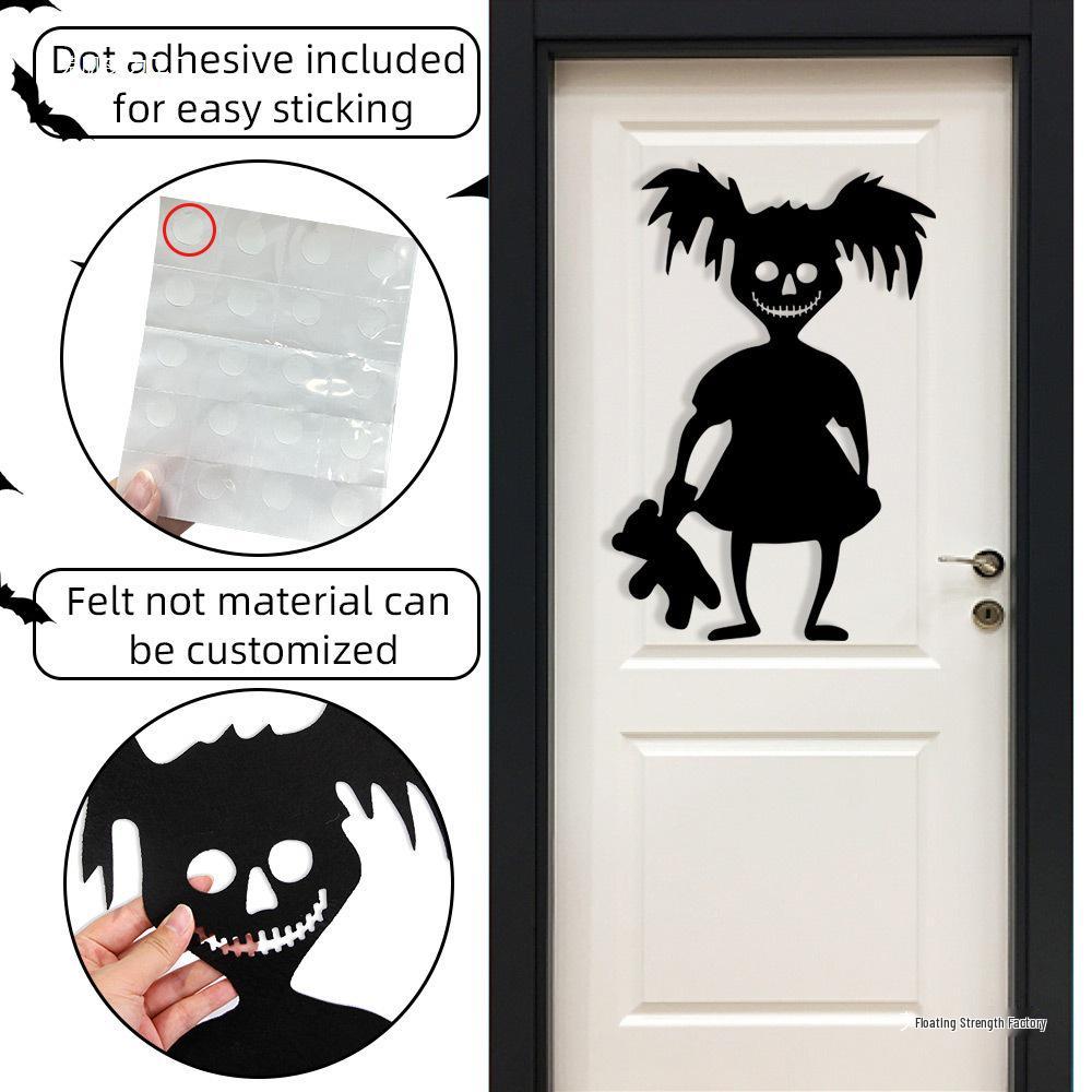Halloween Door & Wall Stickers: Skeleton, Pumpkin, Ghost Designs