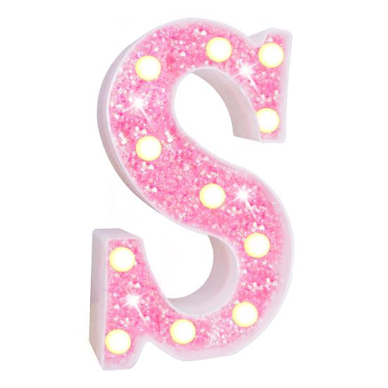 

Светодиодный светильник с буквами, блестящий знак алфавита с подвесным отверстием, ночник, вечерние, свадебные, украшения дома, светодиодный светильник S