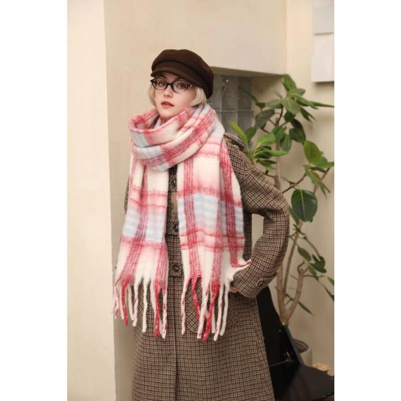 Winter New High-end Imitation Cashmere Warm Scarf Women's Winter Atmosphere Thickened Shawl Thick Beard Scarf