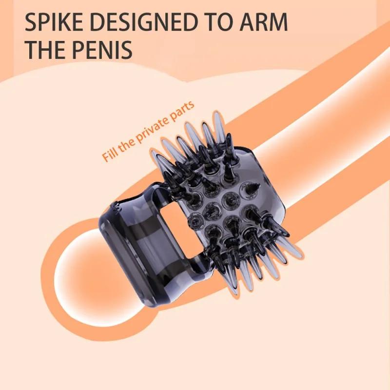 Penis Extender Sleeve Reusable Condoms TPE Glans Spike Dick Enlargement Cock Ring Erection Erotic Sex Toys for Men 18+