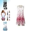 Elegant Women Summer Vintage Beach Sleeveless 3d Floral Print Boho Tank Dress