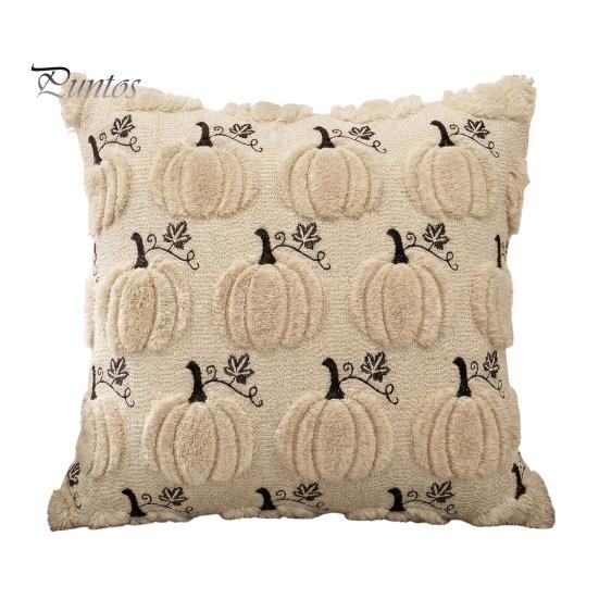 Decorative Throw Pillow Covers Thanksgiving Pumpkin Cushion Cover, Plush Embroidered Cozy Bedroom Cover Soft Case for Farmhouse Home Autumn