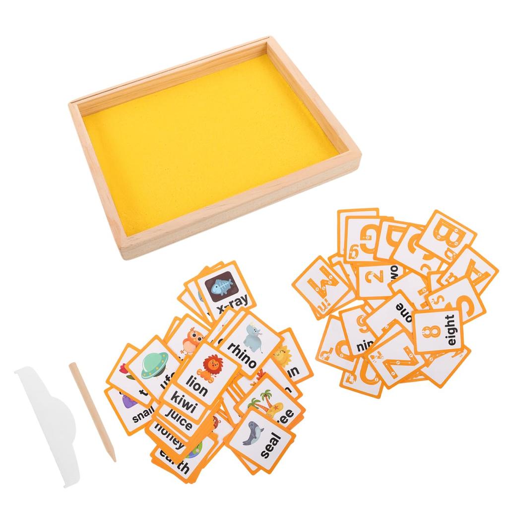 VICASKY 1 Set Sand Tray, Wooden Educational Montessori Sand Tray for Classroom Use, Early Education, Preschool Montessori Toys, Yellow