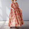 Simple and Fashionable Long Skirt Summer Short Sleeved Round Neck Printed Dress