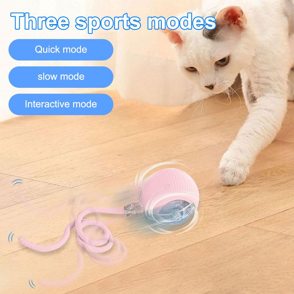 Interactive Cat Toy Ball USB Rechargeable Automatic Rolling Ball Self Rotating Ball Funny Cat Toys for Indoor Cat Kitten