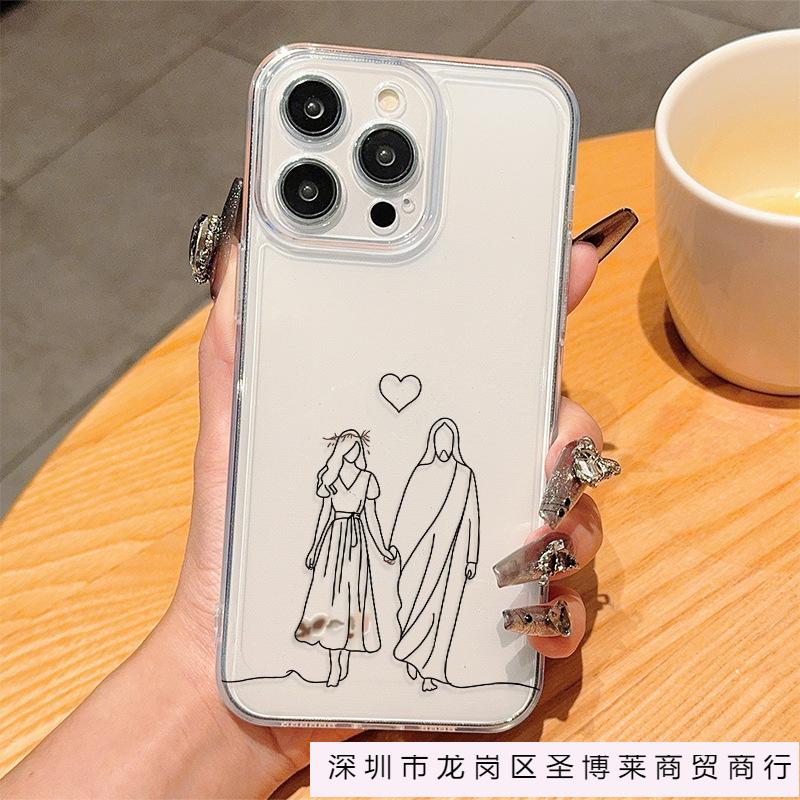 Simple line art for Apple 16 mobile phone case iPhone11/12/13/14/15PROMAX transparent case