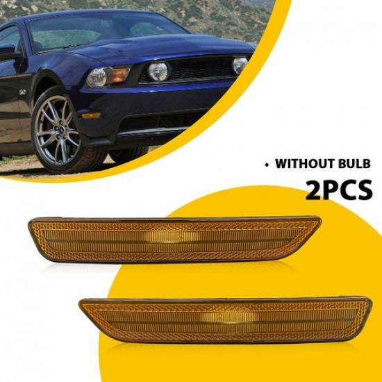 

Front Bumper Marker Side Light Housings Amber Covers For 2010-2014 Ford Mustang