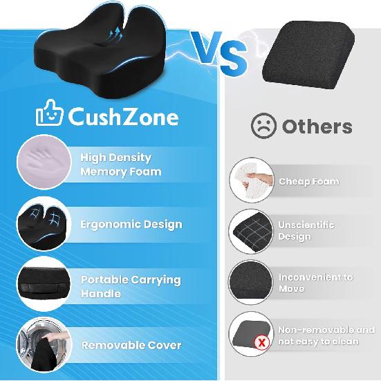 Seat Cushion, Memory Foam Office Chair Seat Cushion for Office Chairs/Car/Long Trip/Desk Chair/Gaming, Extra Large Size for Sciatica & Hip & Tailbone