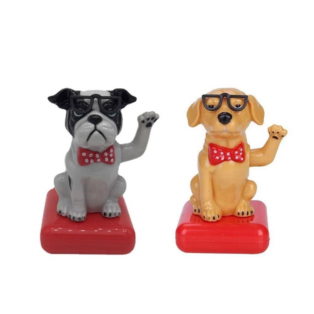 Solar Power Puppy Waving Car Ornament Cute Puppy Car Ornament For Automotive