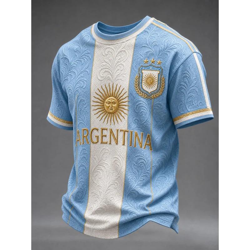 Argentinien Fan Fußball Trainings T-Shirt - 3D Digitaldruck - Bequem und Atmungsaktiv - Familienkleidung