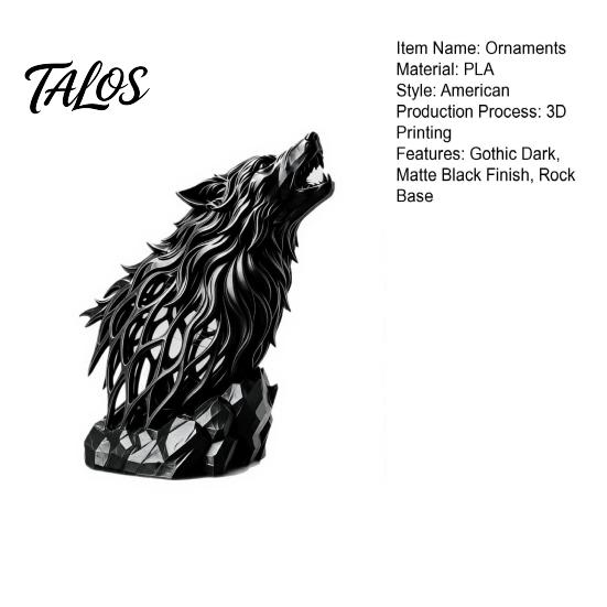 Personalized Creative Table Decor Howl Wolf Sculpture, Gothic Wildlife Home Decor, Howling Statue Figurine Hollow Animal Statues with Rock Base,