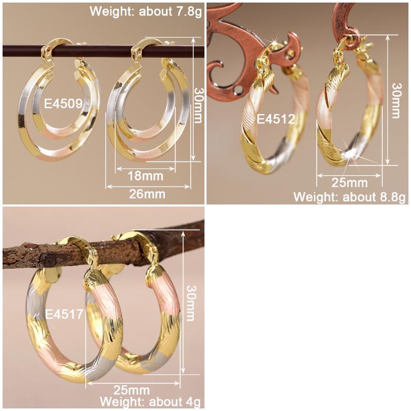 Huitan Luxury Women Three Tone Metal Hoop Earrings for Wedding Party Engagement Elegant Delicate Accessories Fashion JewelryGood Product