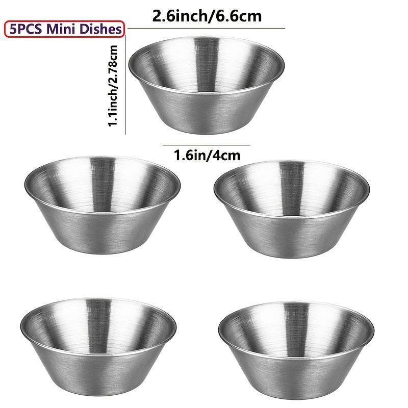 Stainless Steel Korean Style Seasoning & Sauce Dish with Cup for Salad Dressing and Dips