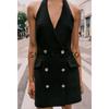 New Fall Women's Clothing Open Back Sexy Double Row Button Hanging Collar Mini Business Suit and Dress 3608536