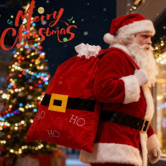 Großer Samt Nikolaussack Weicher Kordelzug Weihnachtsgeschenktüte Extra Groß Roter Weihnachtsstoffbeutel für Feiertagsverpackung Partyzubehör