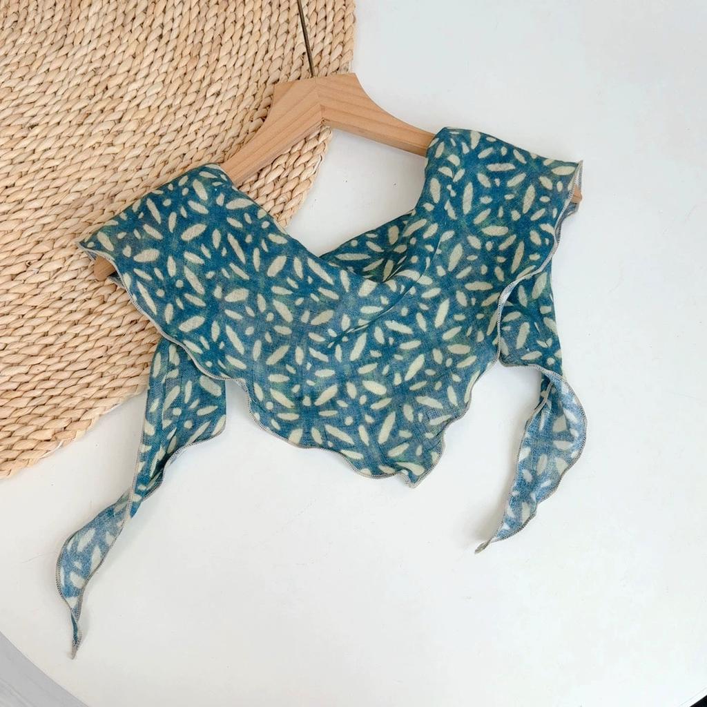 Spring And Summer Women Linen Floral Thin Neck Scarves Square Scarf Neckerchief Office Lady Hijab Headband Female Foulard