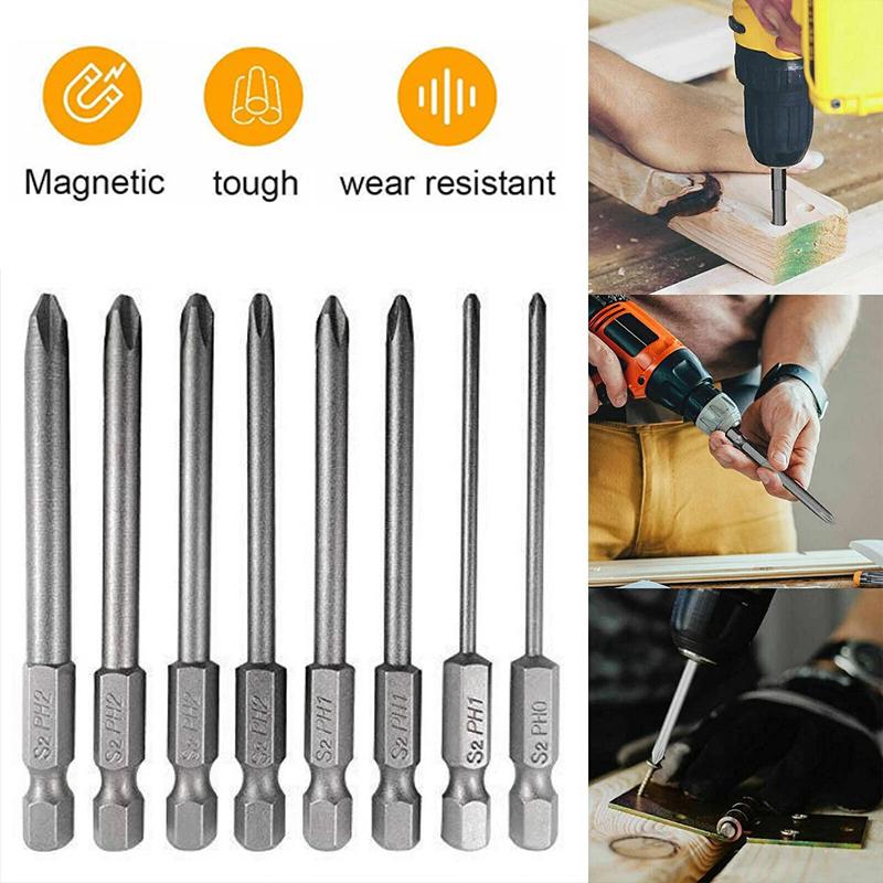Phillips Screwdrivers Bits Cross Head Magnetic Screwdrivers PH00 PH1 PH2 S2 Hex Shank Hand Tools 50/75/100/150/200/300mm