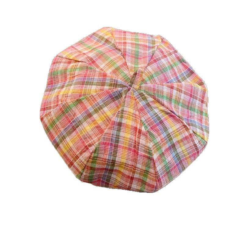 2025 Summer Women's Rainbow Octagonal Beret - Lightweight, Sweet, Face-Slimming Painter's Hat