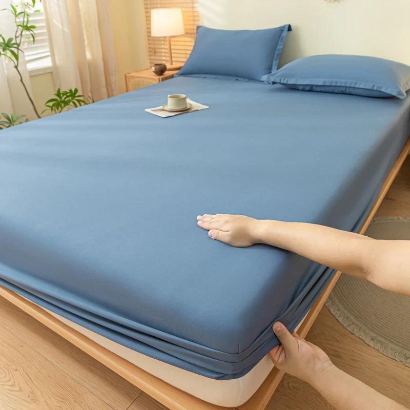 Spannbetttuch mit Gummizug Unifarben Anti-Rutsch Verstellbare Matratzenauflage Für Einzel- Doppel- Queen- King-Bett