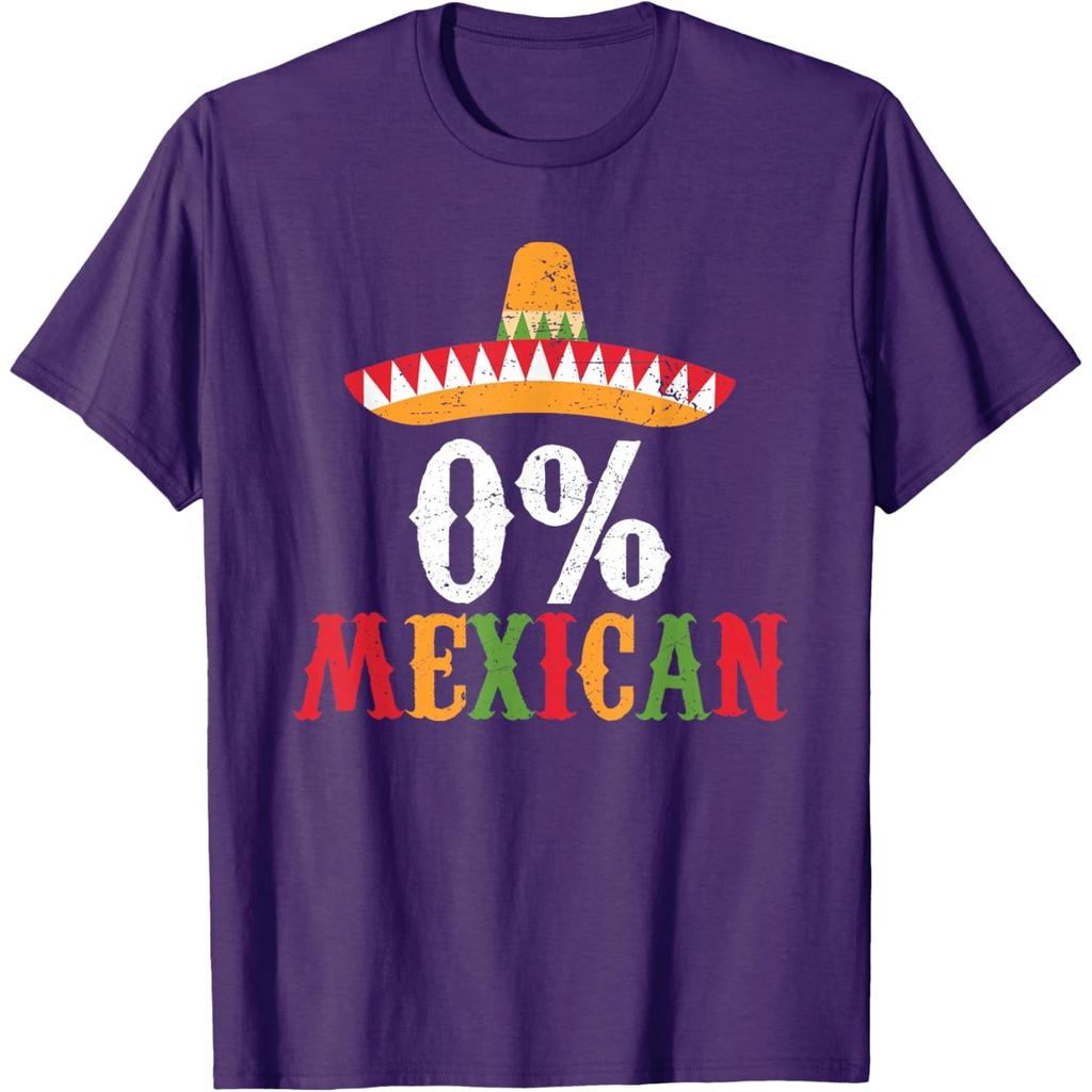 0 Prozent Mexikaner Lustiger Sombrero-Aufdruck Grafik-T-Shirt Lässiges Baumwoll-T-Shirt