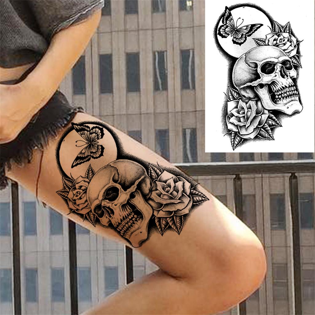 Flower Peony Temporary Tattoos For Women Girls Flora Snake Tattoo Sticker Black Lavender Sexy Fake Large Tatoos Sweatpea Dahlia