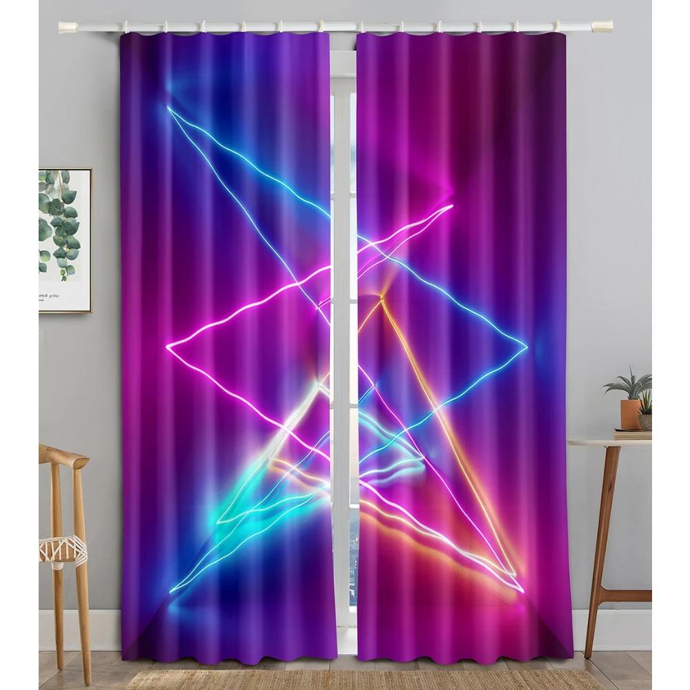 Neon Emitted Light Filtering 3D Printing WaveBlackout Window Panel Curtain Living Room Room Bedroom Bathroom Kicthen Door Cupboard Decor Hooks