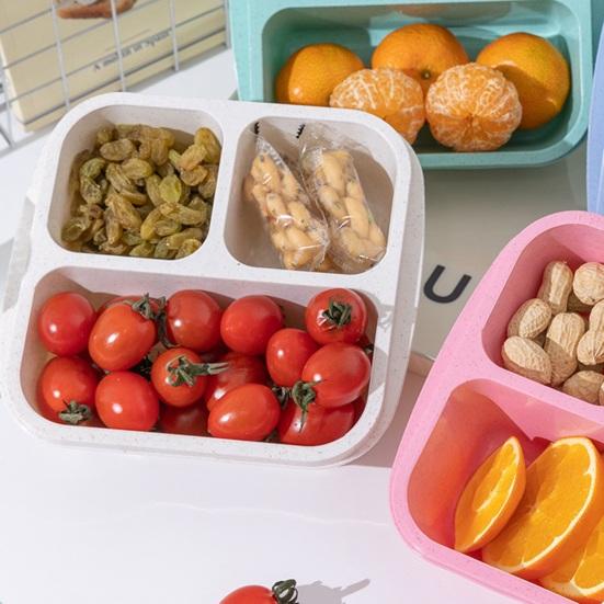 Lunch Box Portable Three-Compartment Food Storage Container Dust-Proof Reusable Storage Box