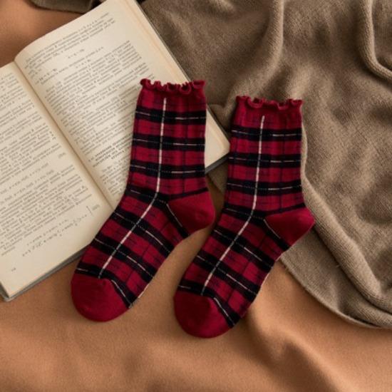 Cartoon Puppy Embroidery Cute Socks Women Autumn and Winter Middle Tube Socks Korean Striped Cotton Knitted Elastic Long Socks