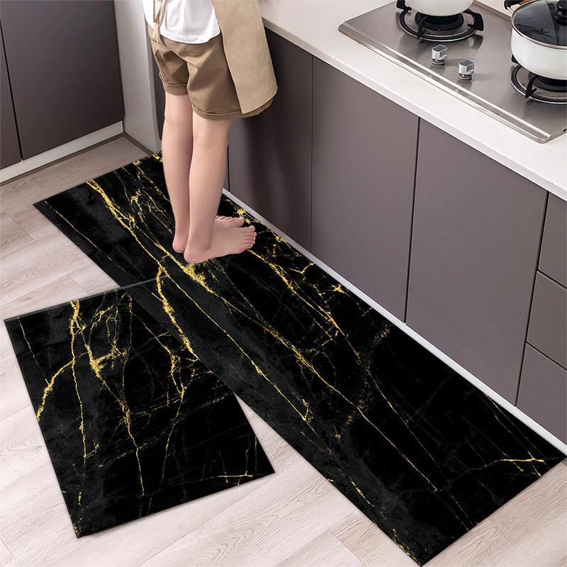1Pcs Anti Fatigue Kitchen Rugs, OneHouse Marble Print Waterproof Non-Slip Thick Cushioned Kitchen Mat Heavy Duty Comfort Standing Mat for Kitchen