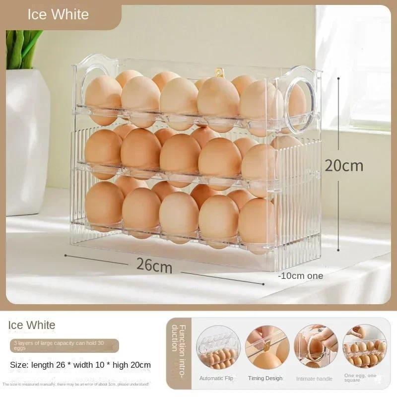 Flip-Style Egg Holder: Maximize Fridge Space with 30-Egg Capacity, Ideal Kitchen & Refrigerator Organizer