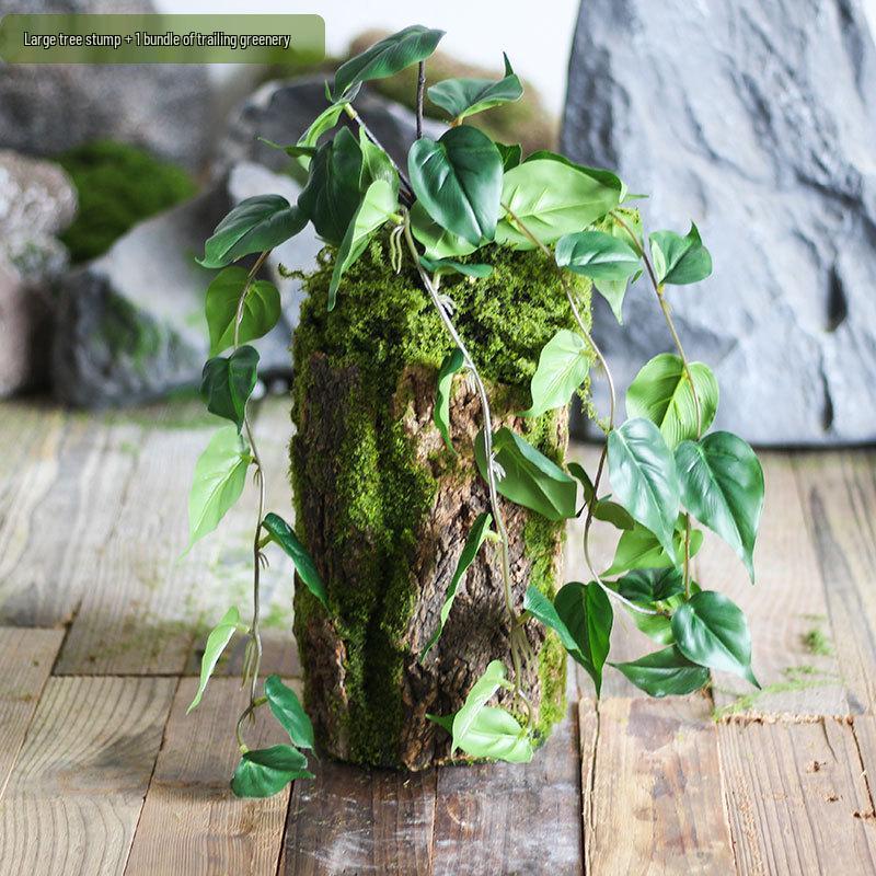 Forest Style Artificial Tree Stump with Moss Bark - Kindergarten and Country Style Decorative Ornament, Perfect for Landscaping or Inserting Flowers.