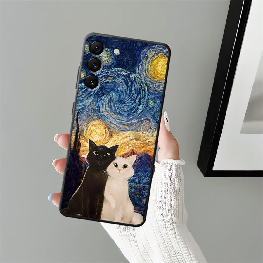 Cartoon Niedliche Katze Handyhülle für Samsung Galaxy A37 A57 A15 A05 A53 A17 A23 A55 A52 A36 A73 A51 A06 A25 A16 A50 A13 A41 A70
