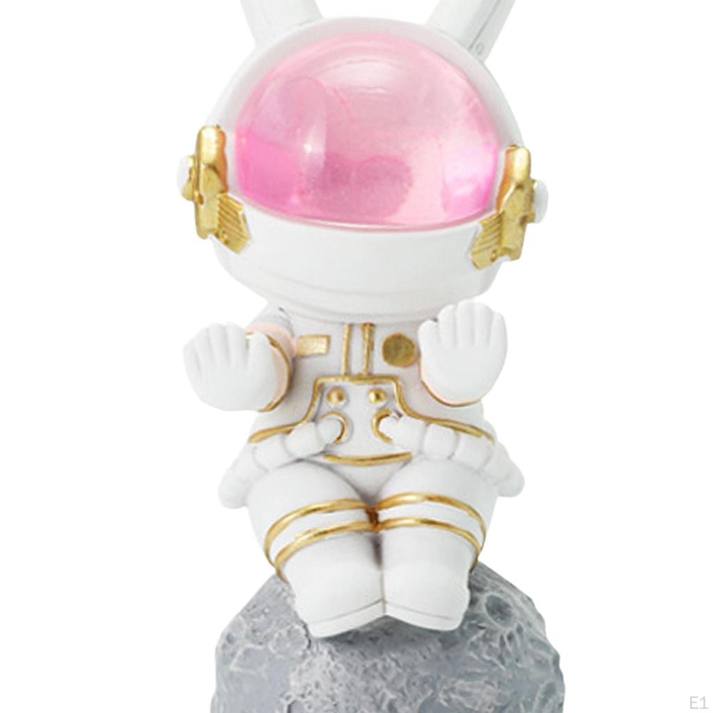 Cartoon Space Phone Holder Decor Night Light Bunny Statue Decorative Art Bracket Stand for