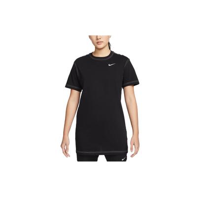 Sportswear Swoosh Logo Patch Lightweight Loose Fit Sports Casual Crew Neck Short Sleeve Dress Women Dresses Black DM6192-010