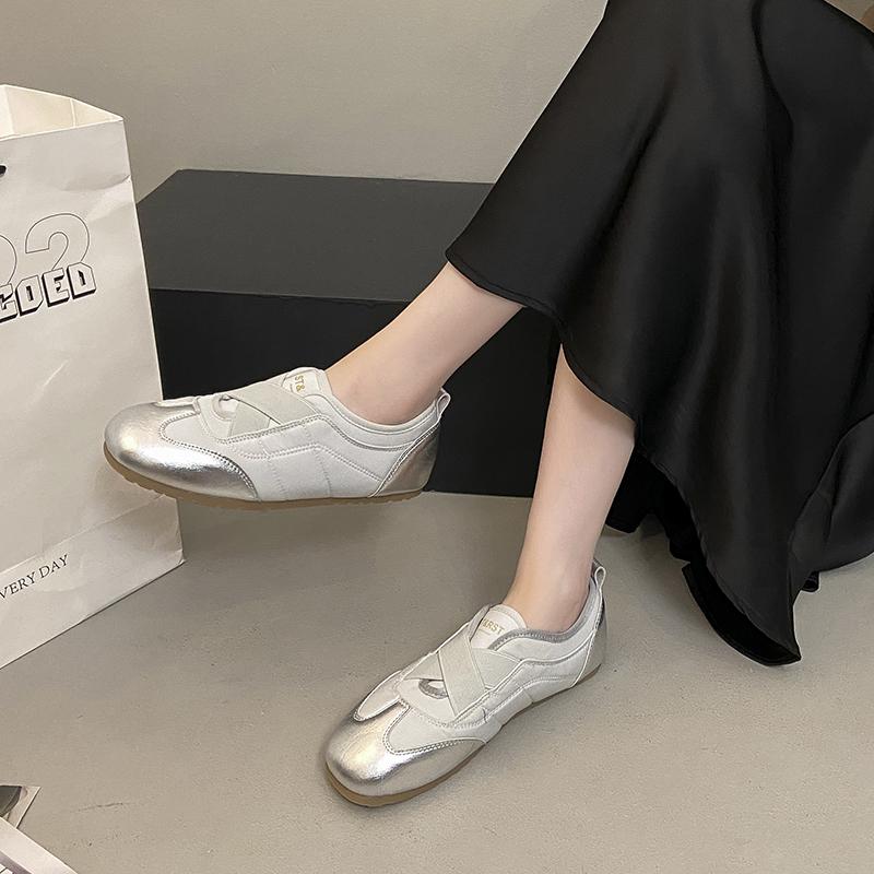 Fashion Flat Mary Jane Shoes for Women 2025 Autumn New Ballet Women Sneakers Large Size Fashion Cross Elastic Band Female Shoes