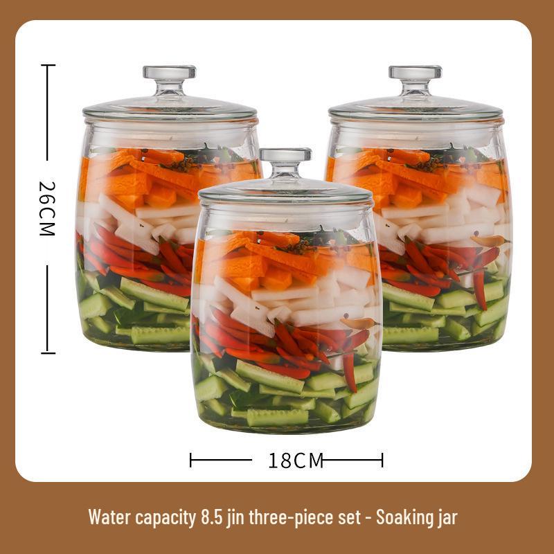 Glass Food-Grade Kimchi Jar for Pickling, Sauerkraut, and Vegetables - Wide-Mouth, Thickened Glass, Sealed for Home Use