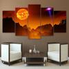 5 Pieces Wall Art Canvas Painting Sun Planet Mountains Landscape Poster Modern Living Room Home Decoration Modular Pictures