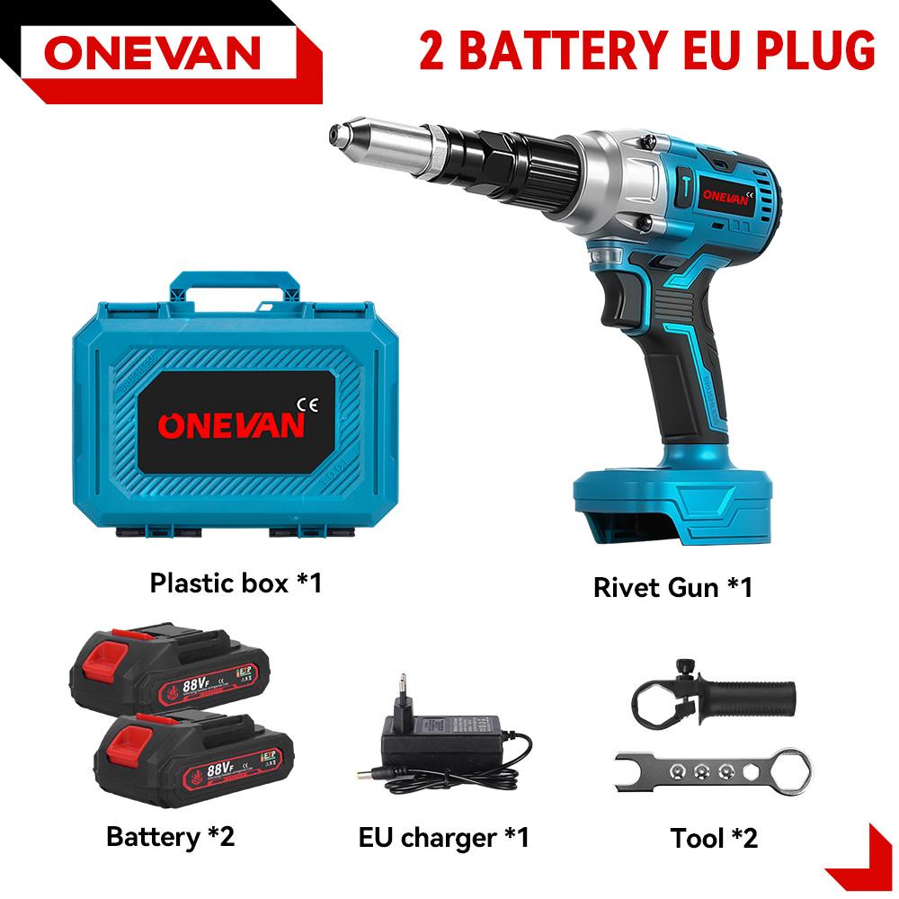 ONEVAN Brushless Electric Rivet Gun Cordless LED Rivet Nut Gun Drill Insert Automatic Riveting Tool For Makita 18V Battery Pin