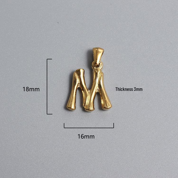 French Bamboo Joint Gold Letter Pendant Necklace - Retro Clavicle Chain Style for Women