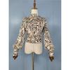 Foreign Trade Order Rjia Temperament Fashion Spring New Smooth Fabric High Quality Stand Collar Zebra Pattern Lantern Sleeve Shirts