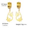 Butterfly Flower Teardrop Pendant Earring Women Stainless Steel Hoop Earrings Bohemian Jewelry Gift