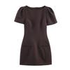 European American Style Women's Fashion Pleated Pocket Short Dress