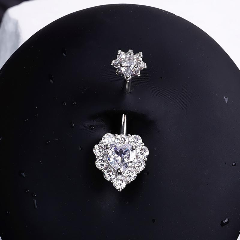 Sweet Heart Butterfly Navel Ring Zircon Belly Button Ring For Women Body Piercing Decoration Vacation Leisure Beach Jewelry Gift