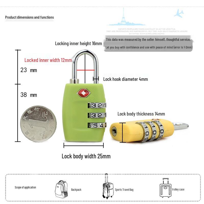 TSA Custom Combination Travel Luggage Zipper Lock (tsa335) - Secure Plastic Suitcase Lock for Traveling Abroad.