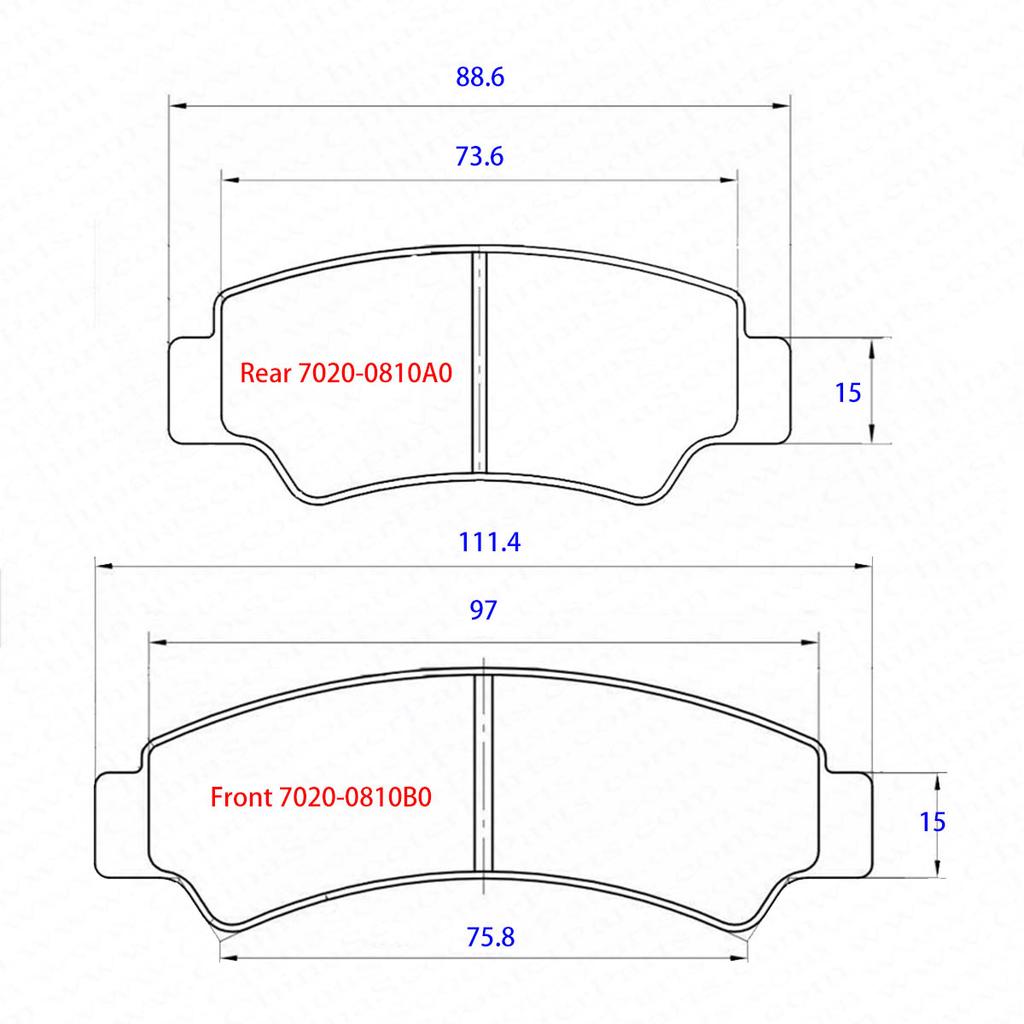 4er Set Bremsbeläge für CFMoto ZFORCE CFORCE UFORCE 450 550 500 600 800 1000 2018 2019 2020 7020-0810B0 7020-0810A0